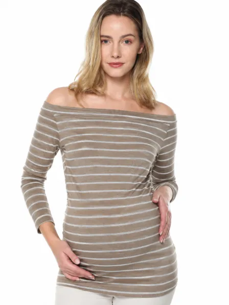 Blusa Materna Escote Bardot
